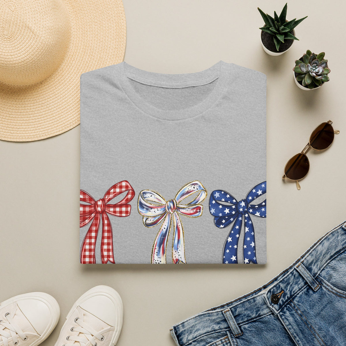 Patriotic Red White & Blue Bow T-Shirt
