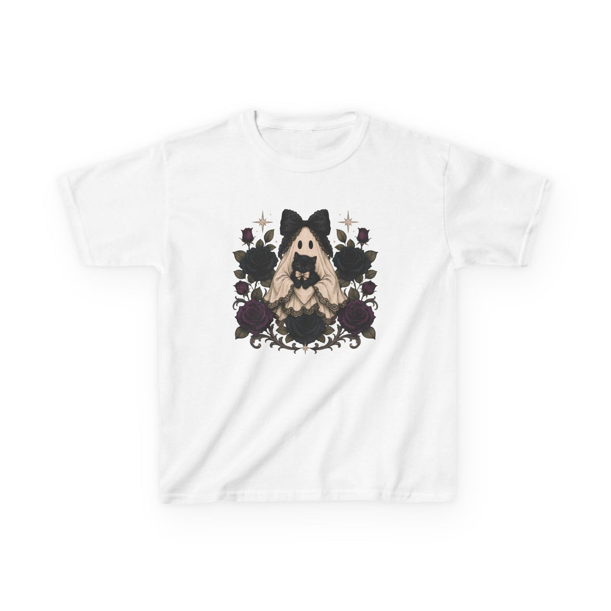 Kids Tee — Gothic Floral Ghost Girl Halloween Shirt