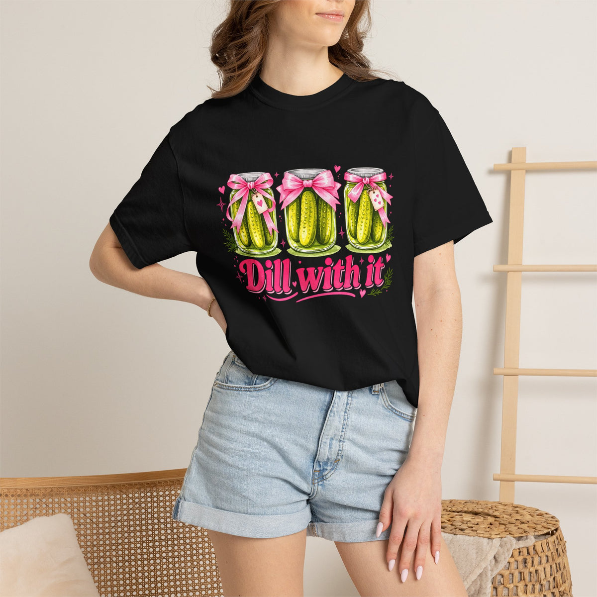 Dill With It T-Shirt — Cute Pickle Graphic Tee for Foodie & Mom Gifts