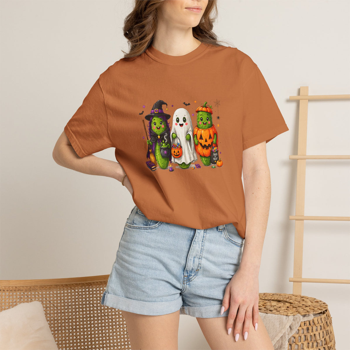 Halloween Trio T-Shirt — Cute Witch, Ghost & Pumpkin Costume Tee