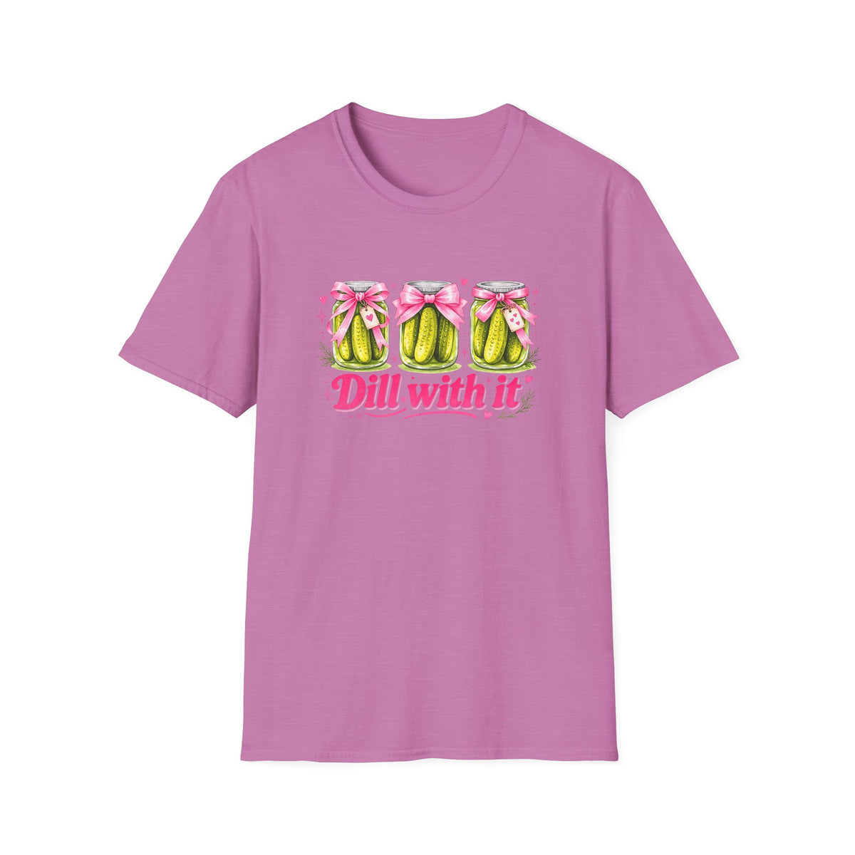 Dill With It T-Shirt – Cute Pickle Jars with Bows, Fun Pun Tee