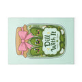 Glass Cutting Board — Cute Pickle Jar Design "Dill With It" (Kitchen Décor, Funny Gift)