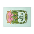 Glass Cutting Board — Cute Pickle Jar Design "Dill With It" (Kitchen Décor, Funny Gift)