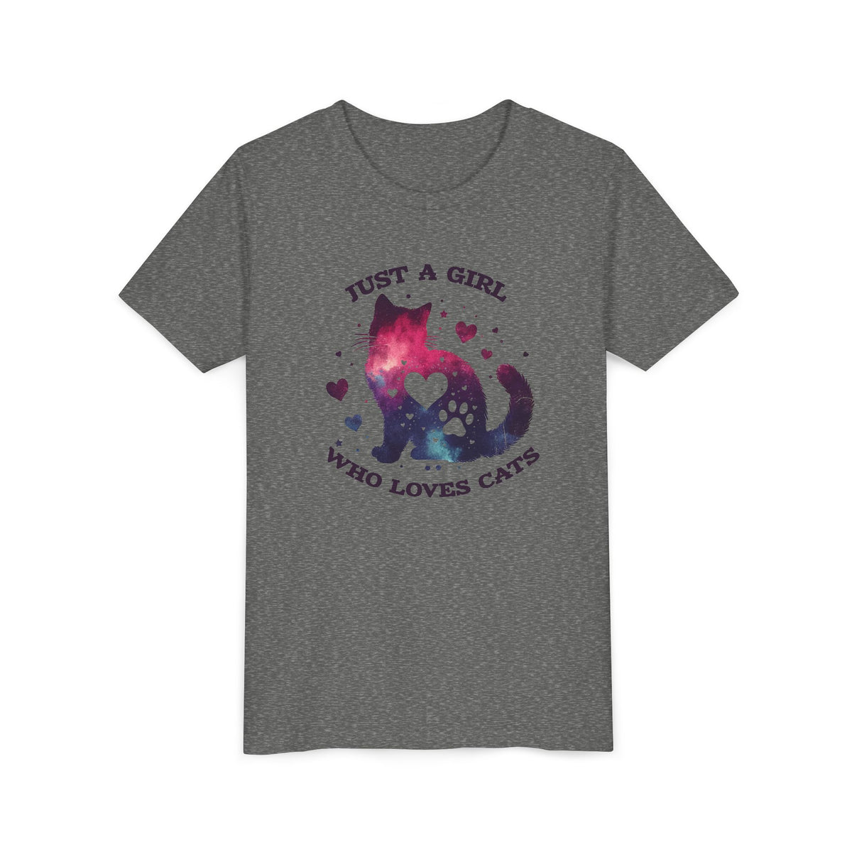 Kids Tee — "Just a Girl Who Loves Cats" Galaxy Cat Kids T‑Shirt