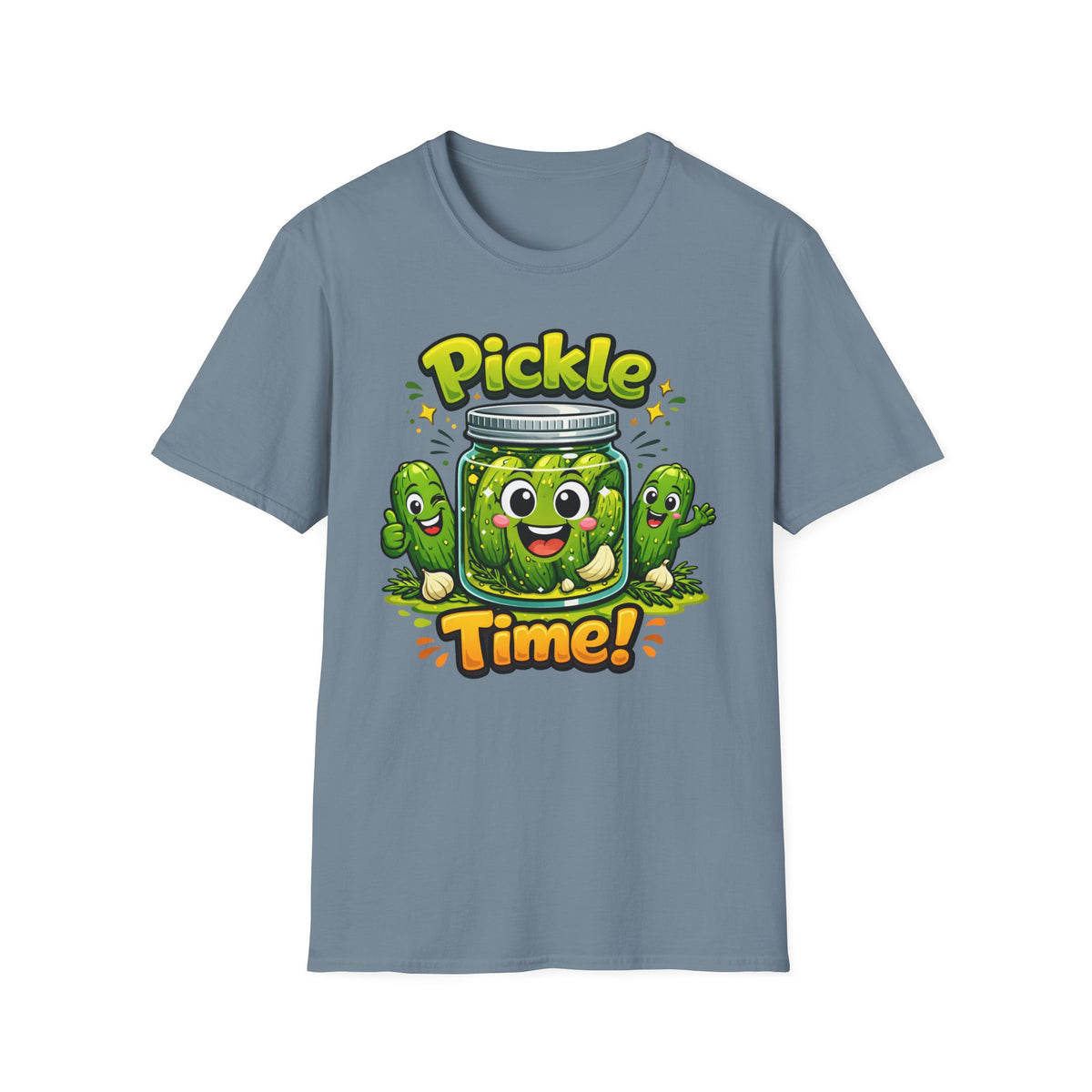 Pickle Time T-Shirt — Cute Cartoon Pickle Jar Graphic Tee