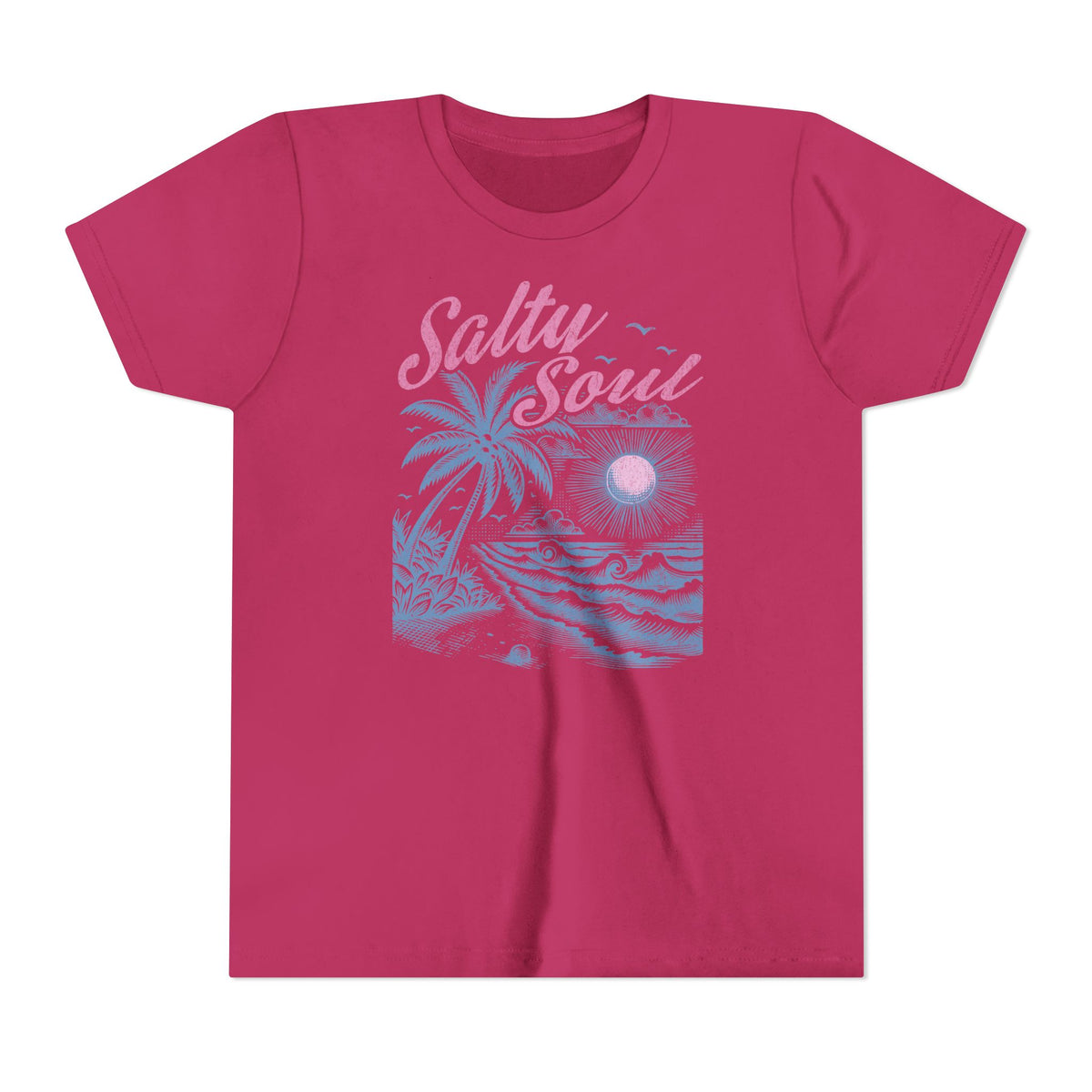 Kids Tee - "Salty Soul" Pastel Beach Palm Graphic