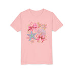 Kids Tee — Pink Seashells & Bows Beach Graphic