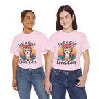Just a Girl Who Loves Cats T-Shirt — Cute Kitten Retro Sunset Tee for Cat Lovers