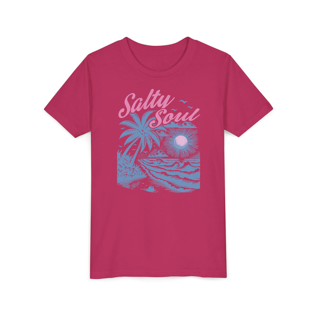 Kids Tee - "Salty Soul" Pastel Beach Palm Graphic
