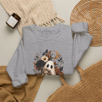 Ghost & Sunflower Crewneck Sweatshirt — Spooky Autumn Floral Pullover