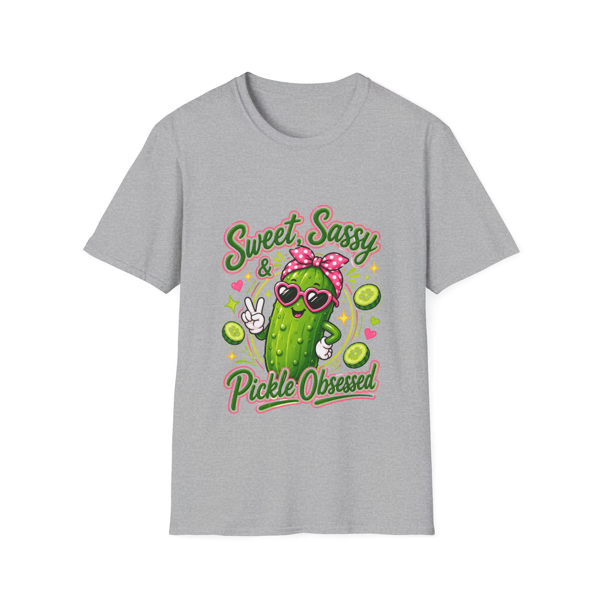 Sweet Sassy Pickle T-Shirt — "Sweet, Sassy & Pickle Obsessed" Cute Cactus/Pickle Graphic Tee