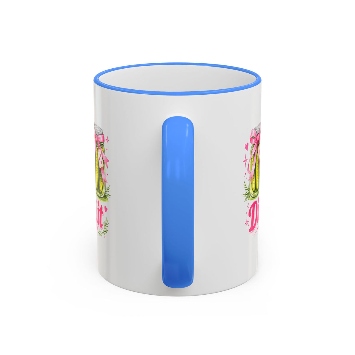 Dill With It Mug — Cute Pickle Jar Coffee Cup (Accent Rim & Handle)