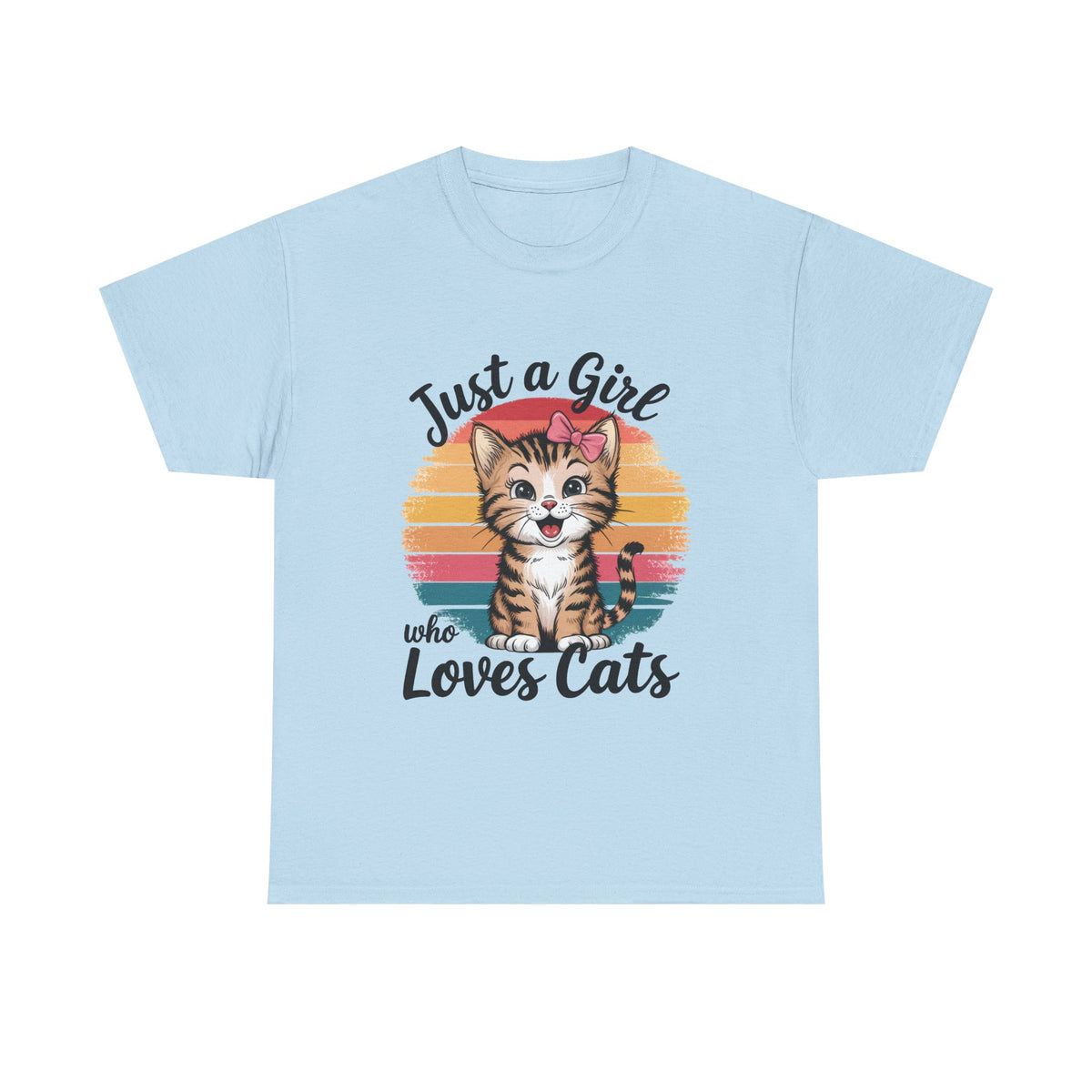Just a Girl Who Loves Cats T-Shirt — Cute Kitten Retro Sunset Tee for Cat Lovers