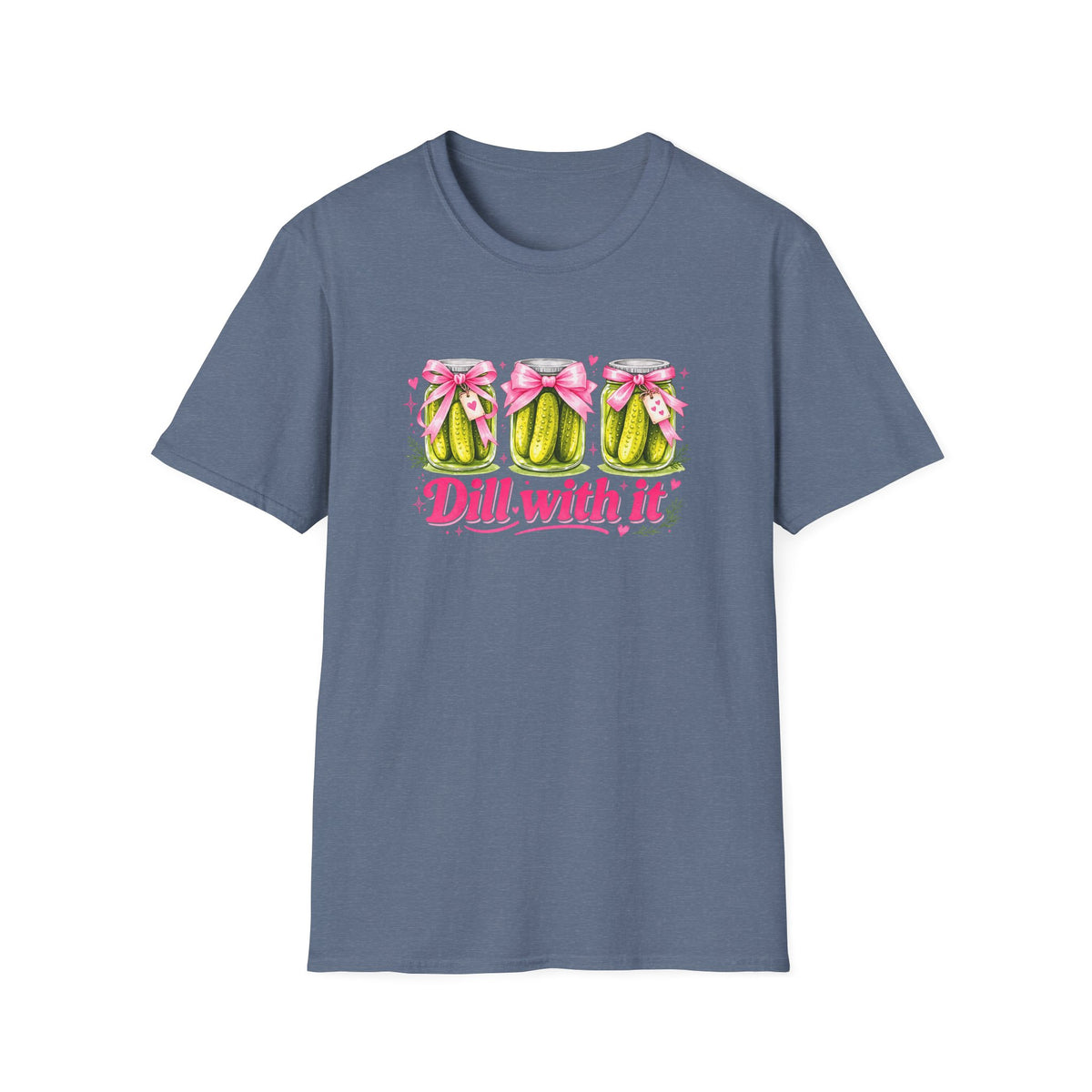 Dill With It T-Shirt – Cute Pickle Jars with Bows, Fun Pun Tee