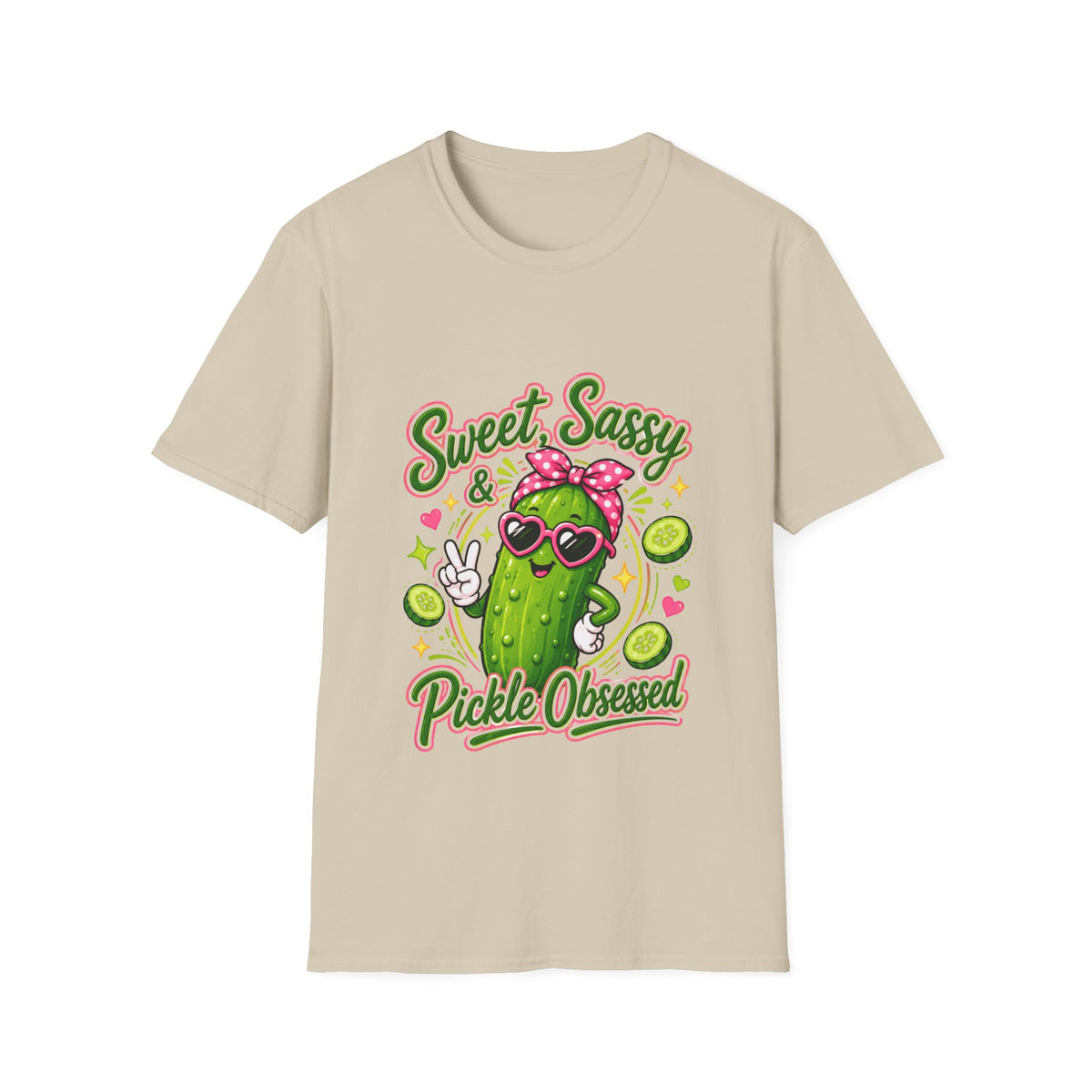 Sweet Sassy Pickle T-Shirt — "Sweet, Sassy & Pickle Obsessed" Cute Cactus/Pickle Graphic Tee