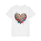 Kids Tee — Colorful Leopard Heart Graphic T-Shirt