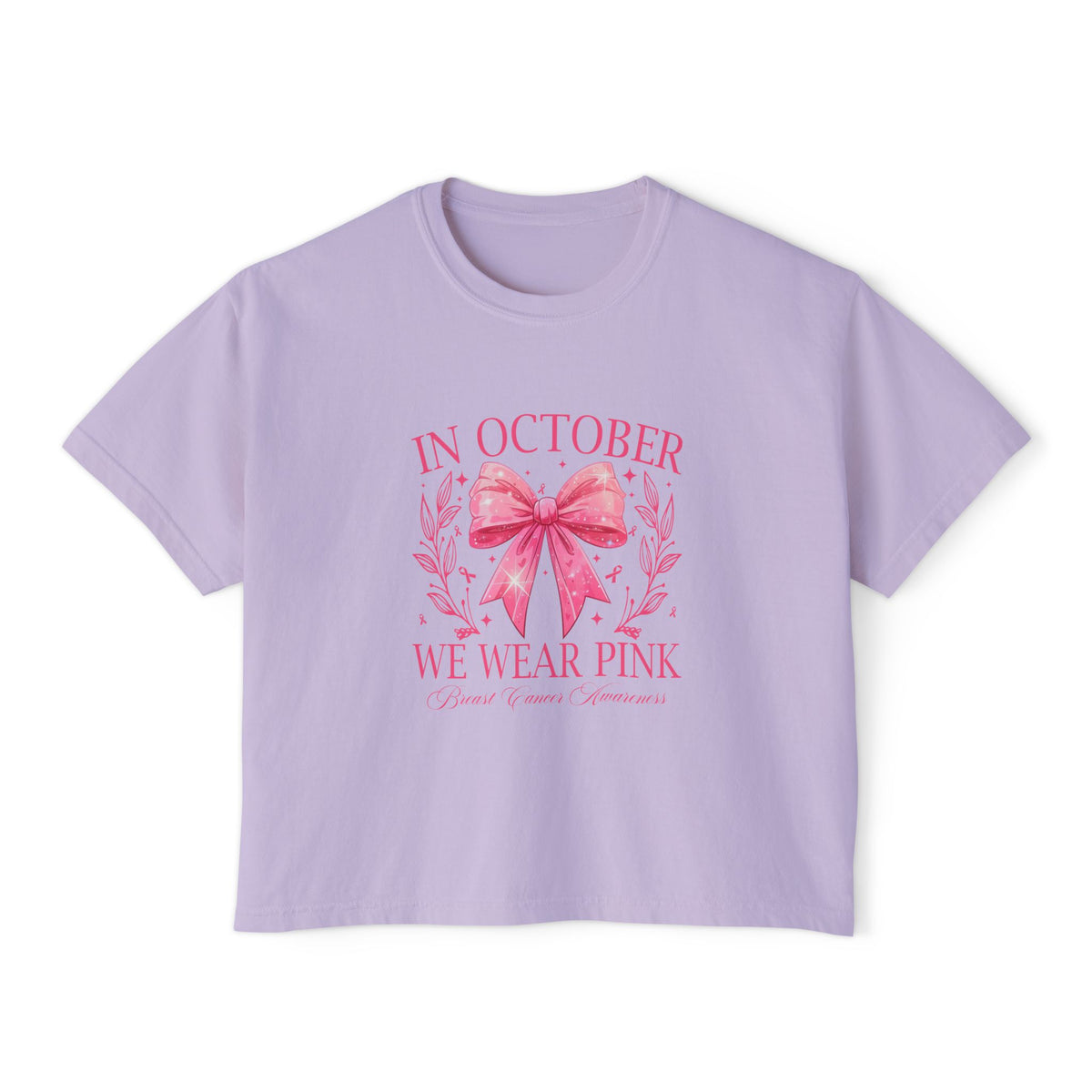Breast Cancer Awareness Boxy Tee — "In October We Wear Pink" Pink Ribbon Shirt