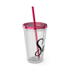 Salty Palm 16oz Tumbler with Straw — Clear Beach Insulated Cup