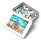 Beach Signpost Jigsaw Puzzle with Tin — 'Salt in the Air, Sand in My Hair' Seaside Puzzle Gift