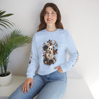 Ghost & Sunflower Crewneck Sweatshirt — Spooky Autumn Floral Pullover