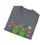 Cute Pickle Couple T-Shirt — Kawaii Matching Pickles with Hearts & Flowers