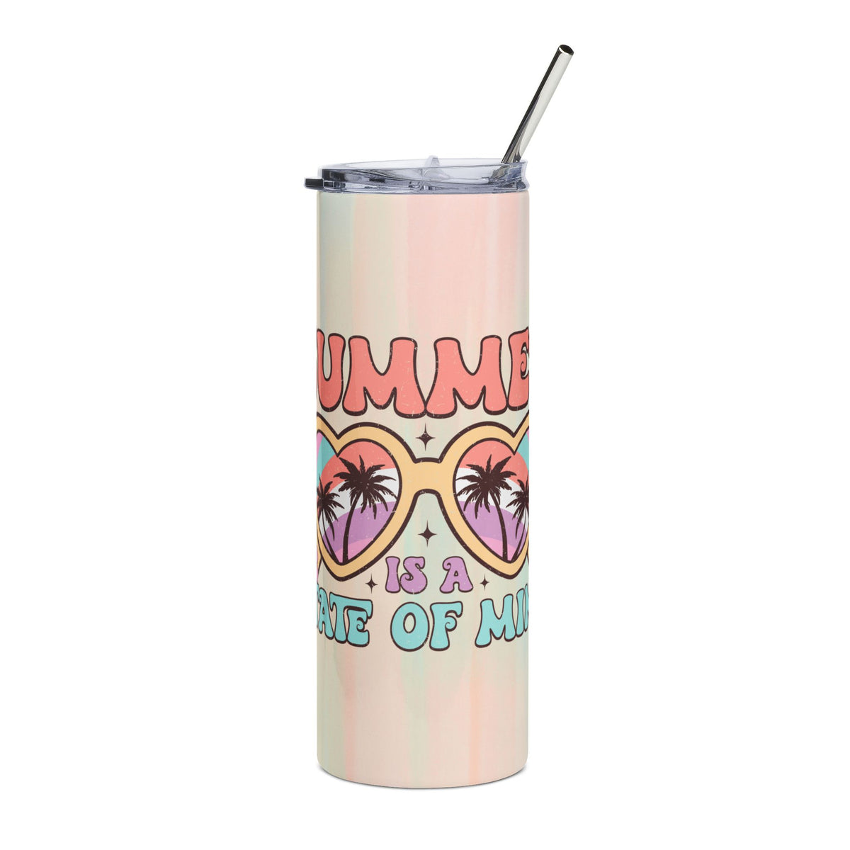 20oz Stainless Tumbler — "Summer Is a State of Mind" Retro Heart Sunglasses Design