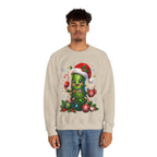 MD - Christmas Pickle Sweatshirt – Cute Holiday Pickle in Santa Hat with Candy Cane & Hot Cocoa