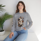 Ghost & Sunflower Crewneck Sweatshirt — Spooky Autumn Floral Pullover
