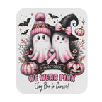 Pink Breast Cancer Awareness Halloween Ghost Mouse Pad — "We Wear Pink"