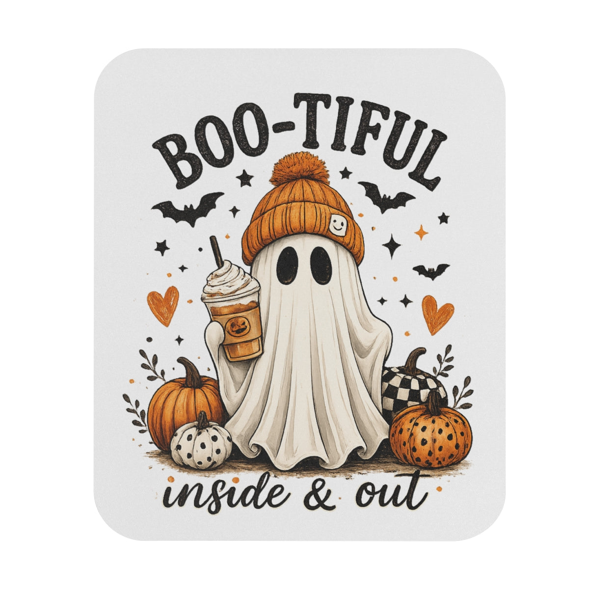 Boo-tiful Inside & Out Halloween Mouse Pad — Cute Ghost Pumpkin Desk Mat