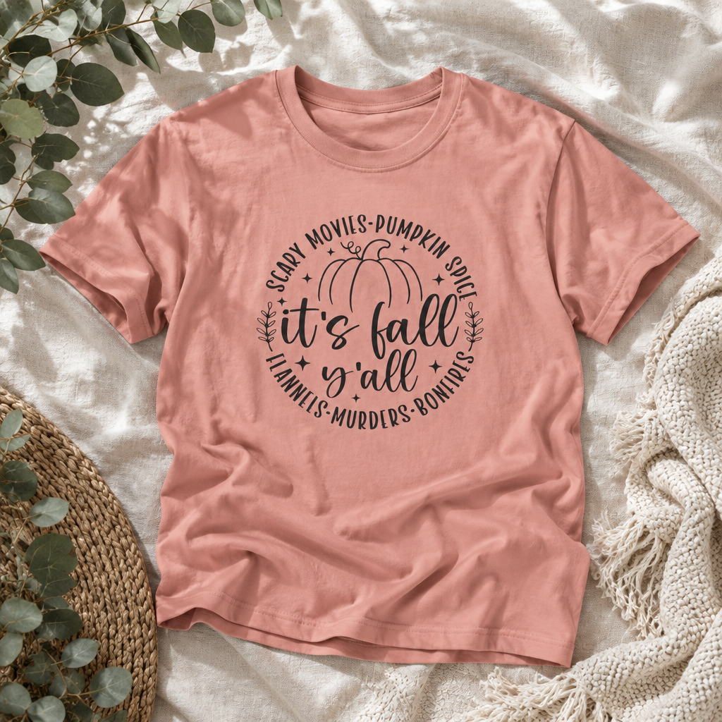 Fall Vibes Boxy Tee — "It's Fall Y'all" Pumpkin Graphic