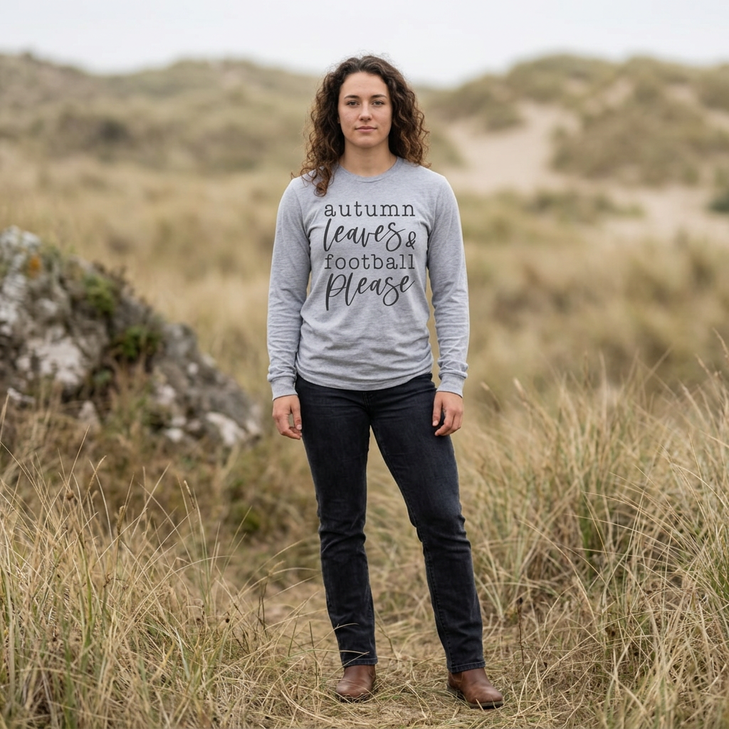Autumn Leaves & Football Please Long Sleeve Tee