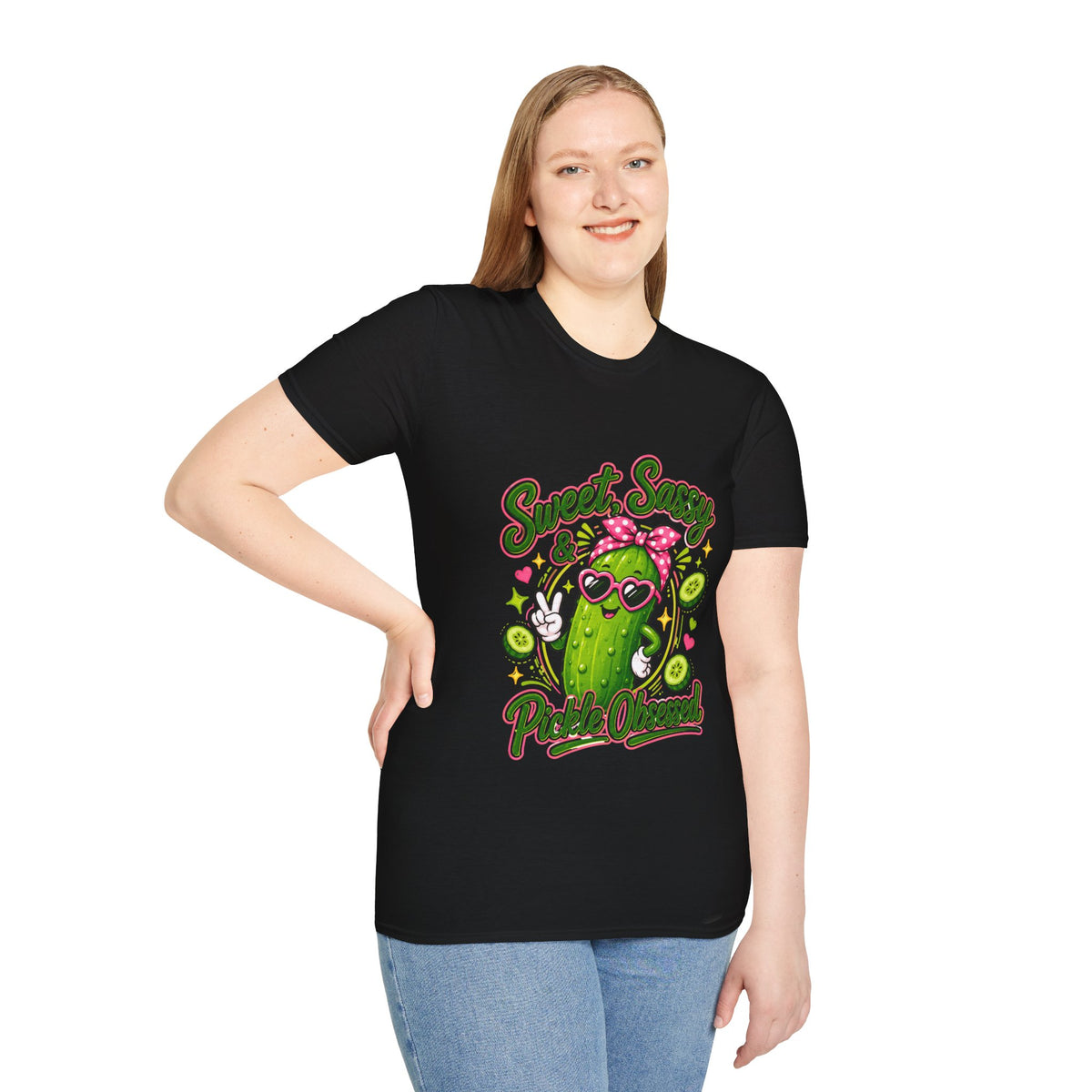 Sweet Sassy Pickle T-Shirt — "Sweet, Sassy & Pickle Obsessed" Cute Cactus/Pickle Graphic Tee