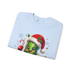 MD - Christmas Pickle Sweatshirt – Cute Holiday Pickle in Santa Hat with Candy Cane & Hot Cocoa