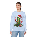 MD - Christmas Pickle Sweatshirt – Cute Holiday Pickle in Santa Hat with Candy Cane & Hot Cocoa