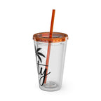 Salty Palm 16oz Tumbler with Straw — Clear Beach Insulated Cup