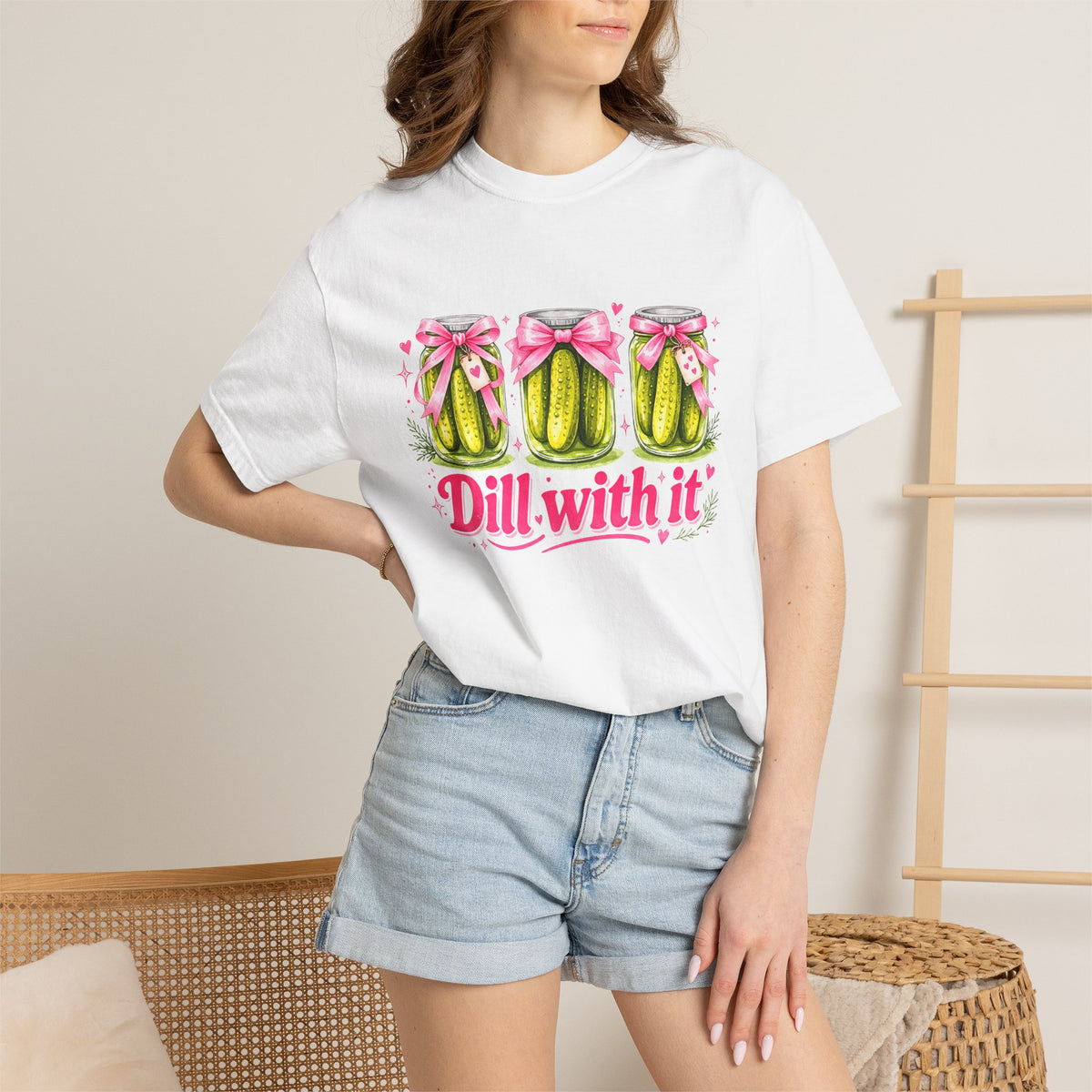 Dill With It T-Shirt — Cute Pickle Graphic Tee for Foodie & Mom Gifts