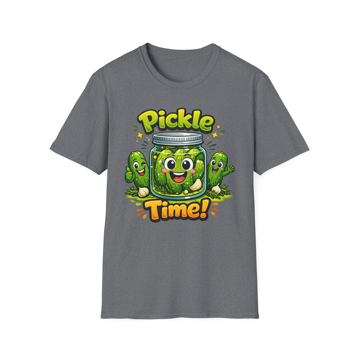 Pickle Time T-Shirt — Cute Cartoon Pickle Jar Graphic Tee