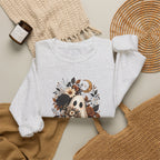 Ghost & Sunflower Crewneck Sweatshirt — Spooky Autumn Floral Pullover