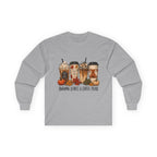 Autumn Leaves & Coffee People Long Sleeve Tee — Cozy Fall Coffee Graphic Shirt