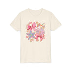Kids Tee — Pink Seashells & Bows Beach Graphic