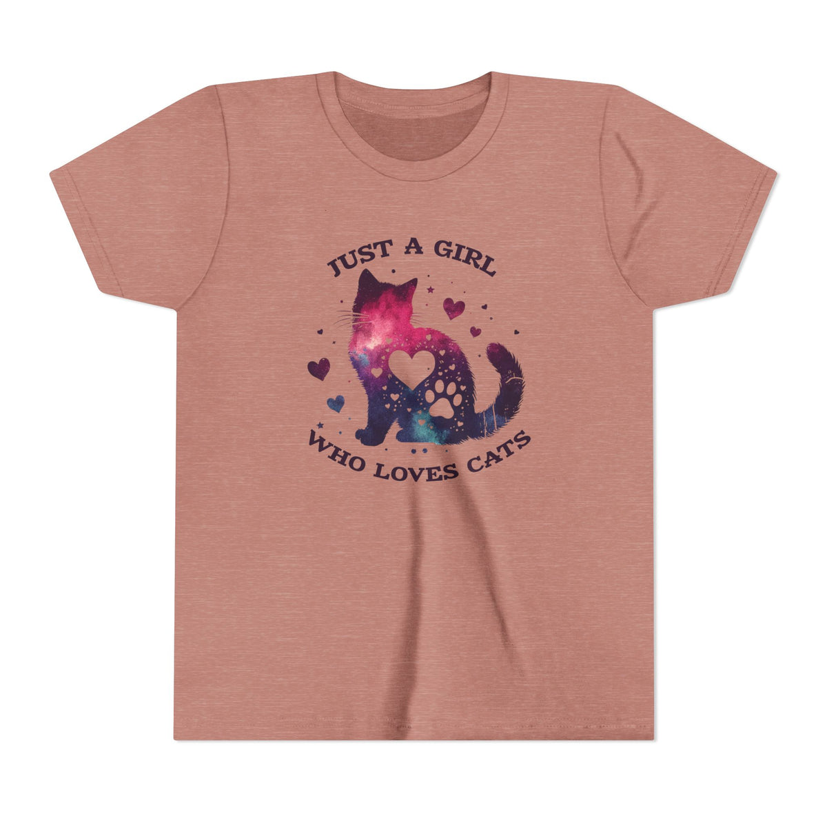 Kids Tee — "Just a Girl Who Loves Cats" Galaxy Cat Kids T‑Shirt