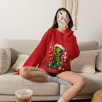 Christmas Pickle Sweatshirt – Cute Santa Hat Pickle with Candy Cane & Hot Cocoa