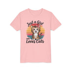 Kids Tee — "Just a Girl Who Loves Cats" Cute Kitten Graphic
