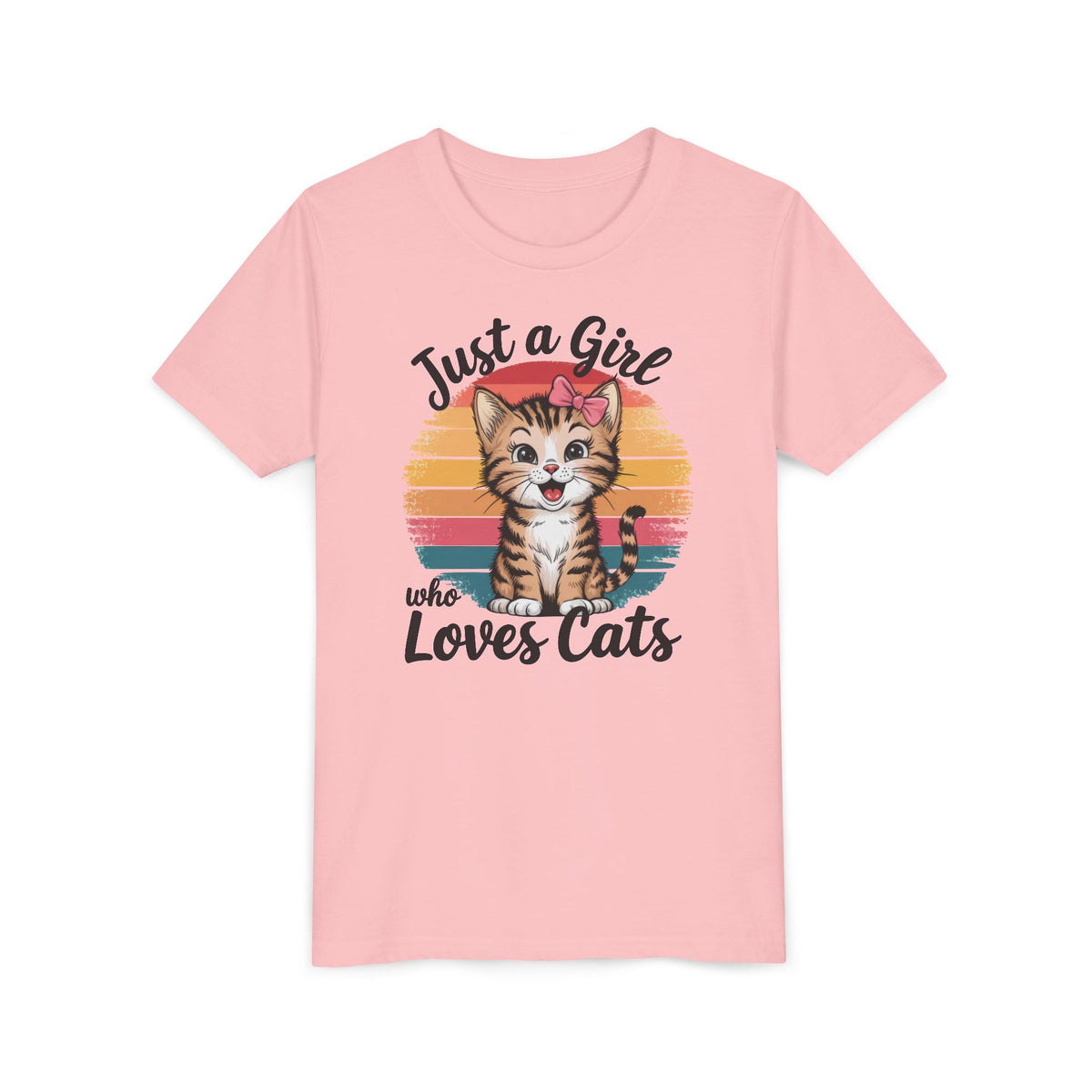 Kids Tee — "Just a Girl Who Loves Cats" Cute Kitten Graphic
