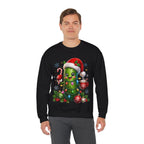 MD - Christmas Pickle Sweatshirt – Cute Holiday Pickle in Santa Hat with Candy Cane & Hot Cocoa