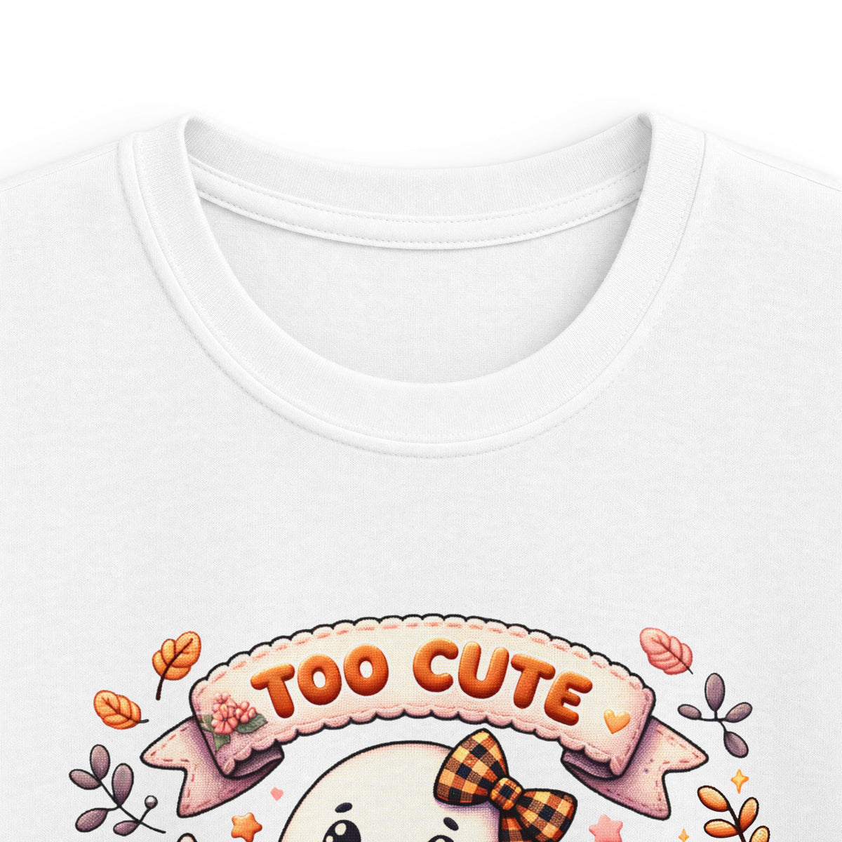 Kids Tee — "Too Cute to Spook" Halloween Ghost Shirt