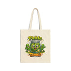 Tote Bag — Cute 'Pickle Time!' Cartoon Jar Canvas Tote (Funny Food Lover Gift)