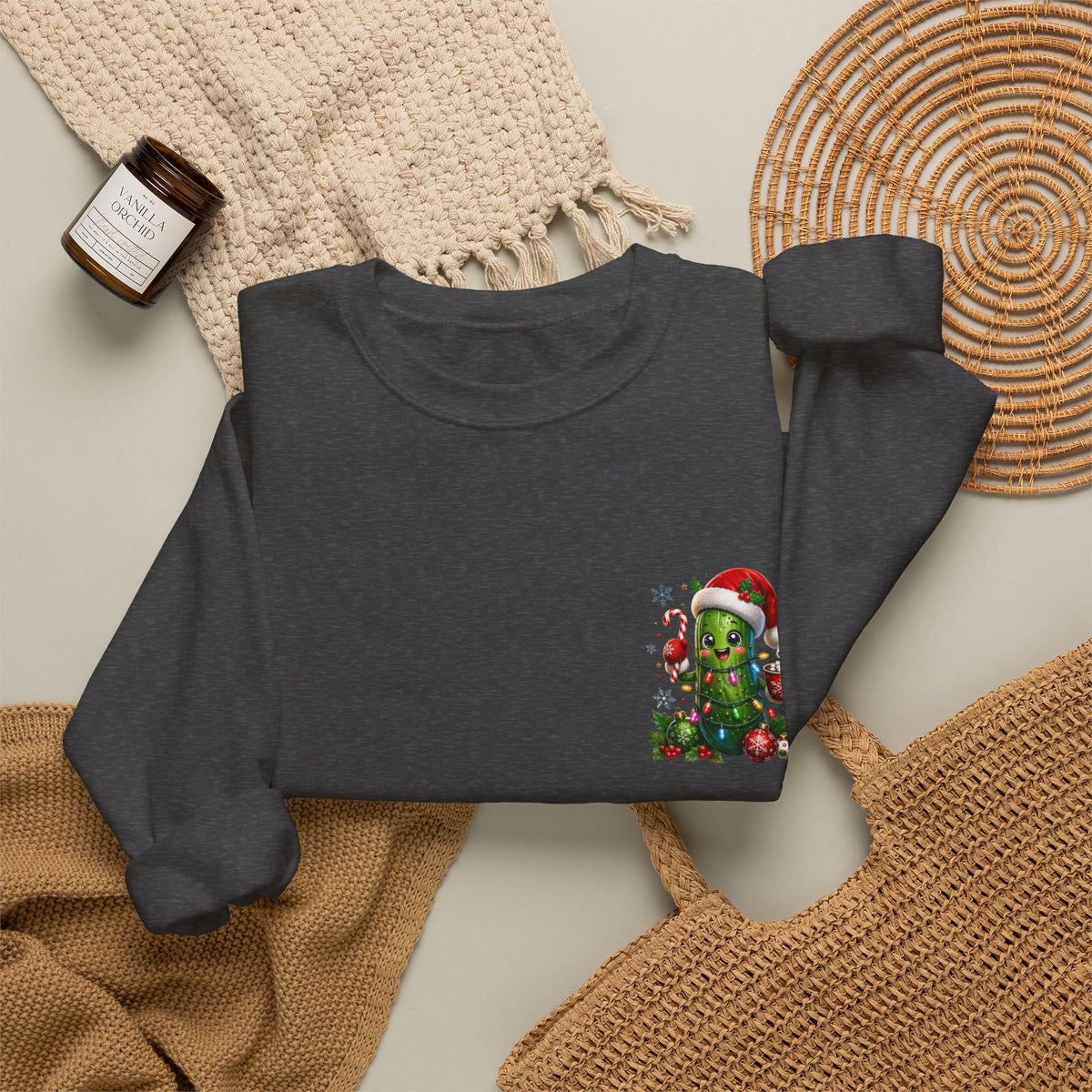 Christmas Cactus Sweatshirt — Cute Santa Hat Holiday Crewneck