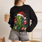 Christmas Pickle Sweatshirt – Cute Santa Hat Pickle with Candy Cane & Hot Cocoa